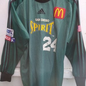 Adidas San Diego spirit goalie shirt size medium in green pinstripe